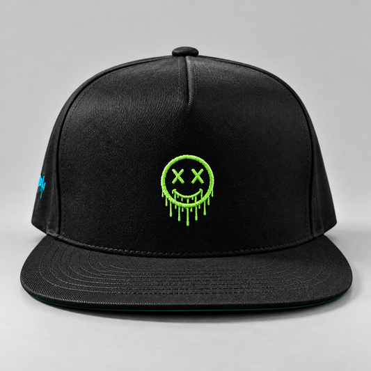 Kiwi Green Smiley Snapback Hat graphic T-shirt – Festival clothing by Triptees