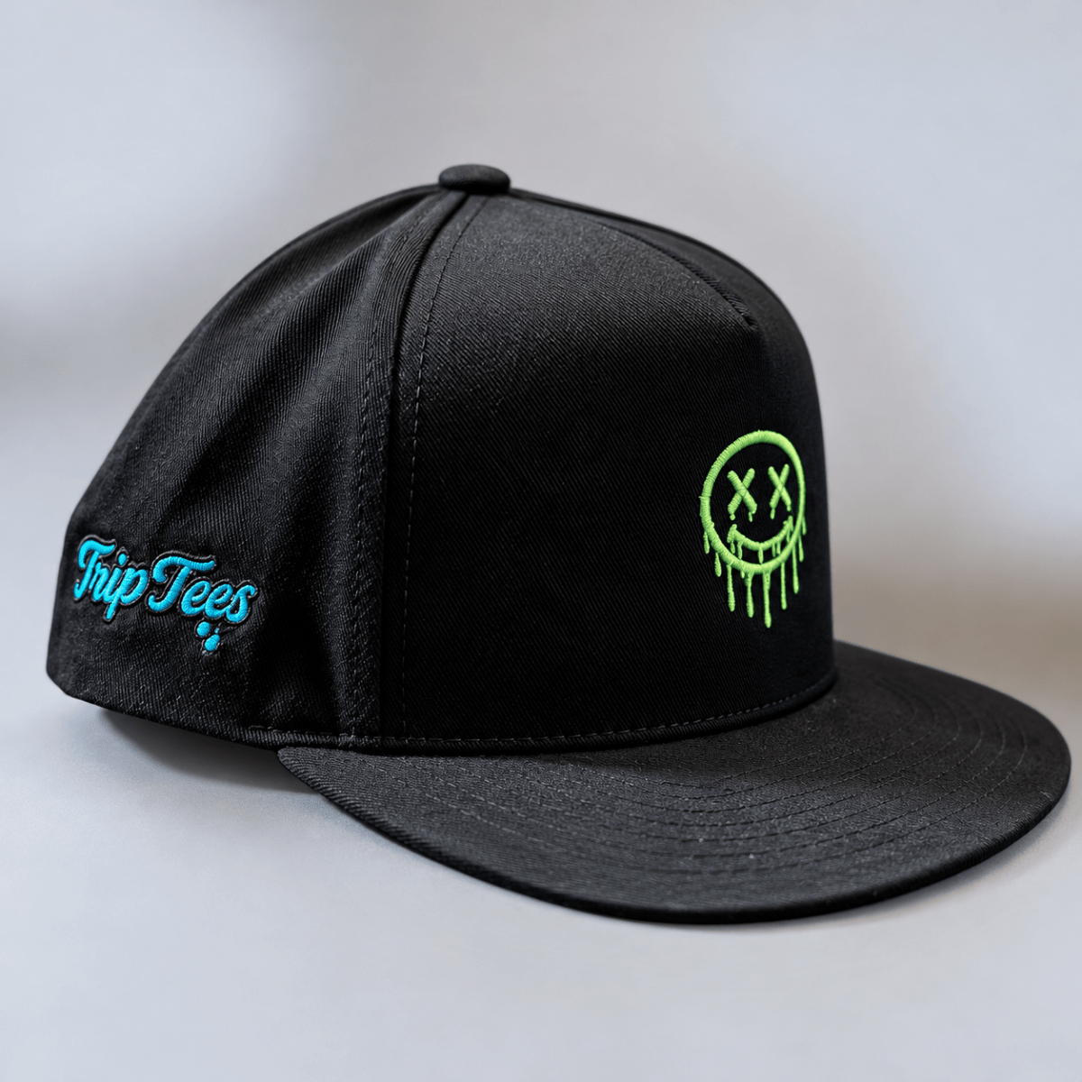 Kiwi Green Smiley Snapback Hat graphic T-shirt – Festival clothing by Triptees
