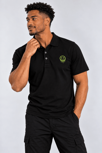 Lime Green Smiley Polo graphic T-shirt – Festival clothing by Triptees