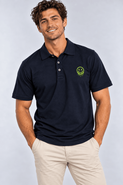 Lime Green Smiley Polo graphic T-shirt – Festival clothing by Triptees