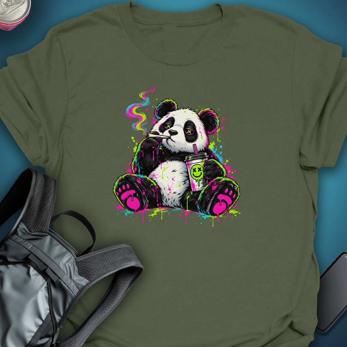 Neon Panda Graphic T-Shirt graphic T-shirt – Festival clothing by Triptees