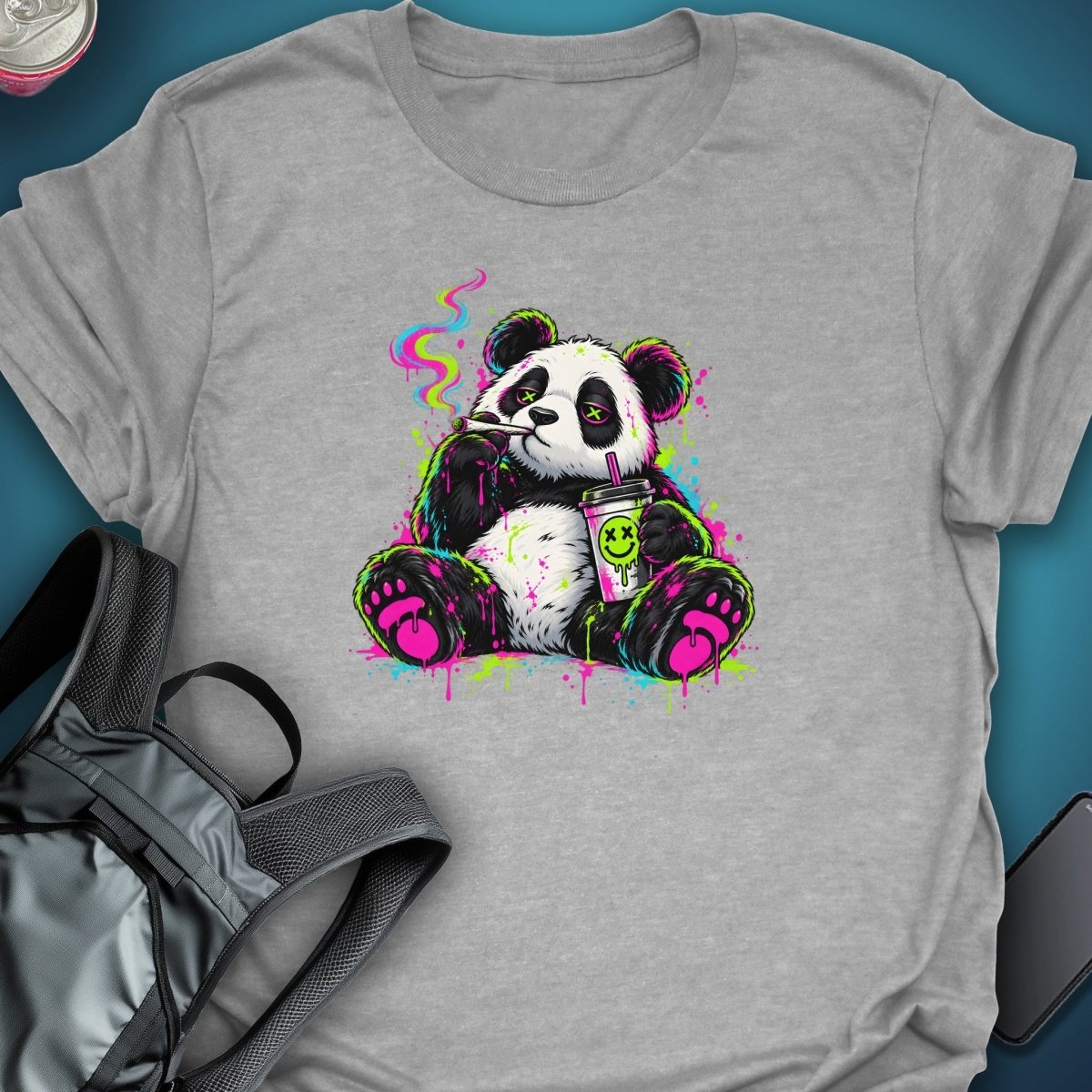 Neon Panda Graphic T-Shirt graphic T-shirt – Festival clothing by Triptees