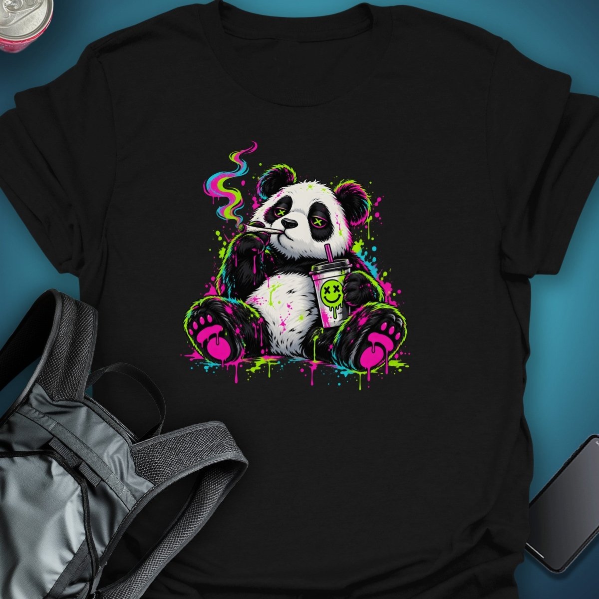 Neon Panda Graphic T-Shirt graphic T-shirt – Festival clothing by Triptees