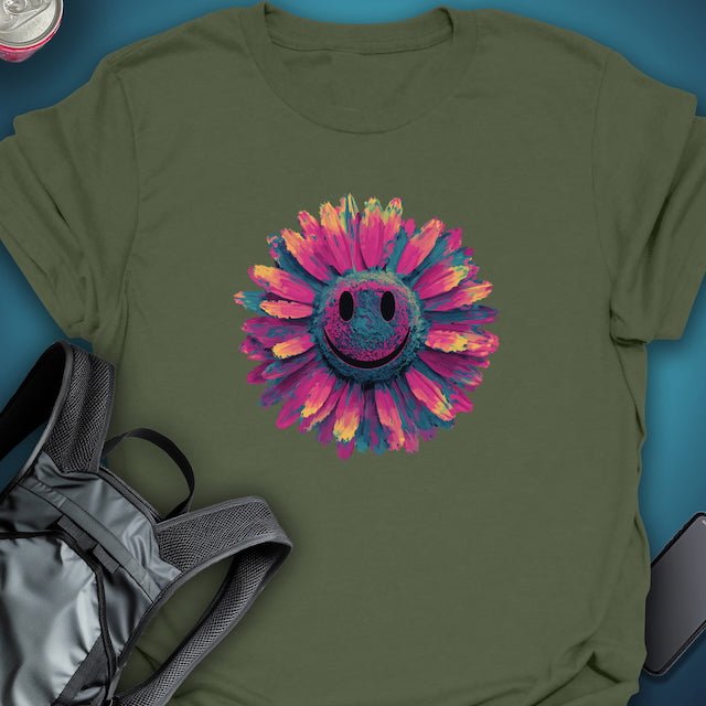 Smiley Bloom graphic T-shirt – Festival clothing by Triptees