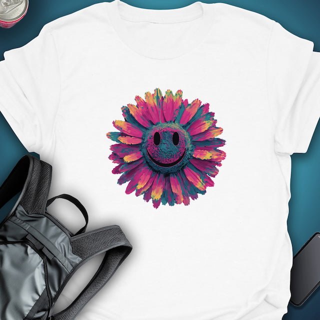 Smiley Bloom graphic T-shirt – Festival clothing by Triptees