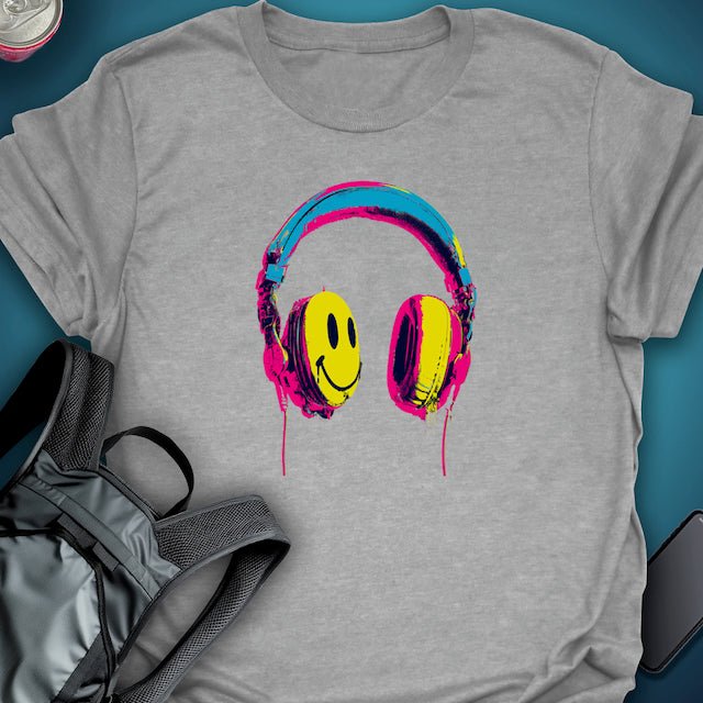 Smiley Headphones graphic T-shirt – Festival clothing by Triptees