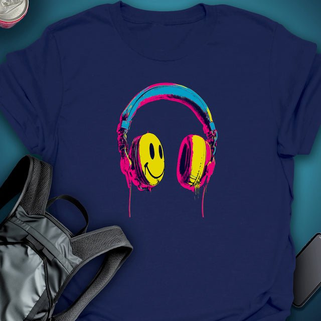 Smiley Headphones graphic T-shirt – Festival clothing by Triptees