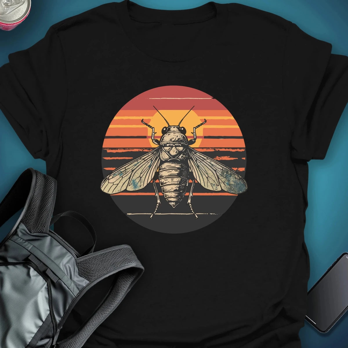 Sunset Cicada graphic T-shirt – Festival clothing by Triptees