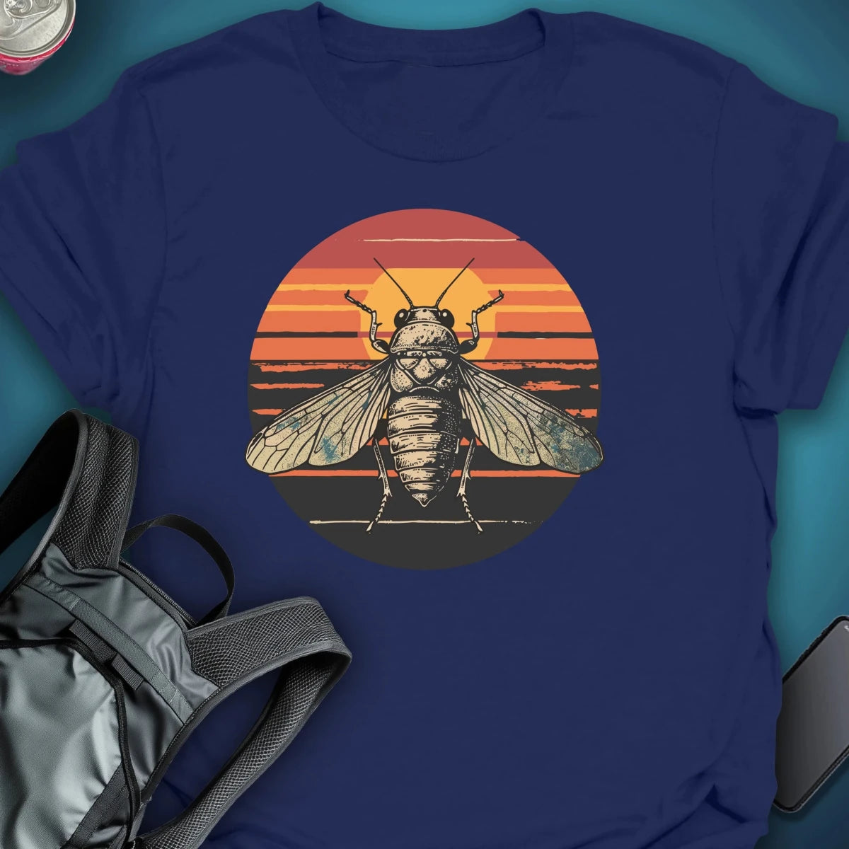 Sunset Cicada graphic T-shirt – Festival clothing by Triptees