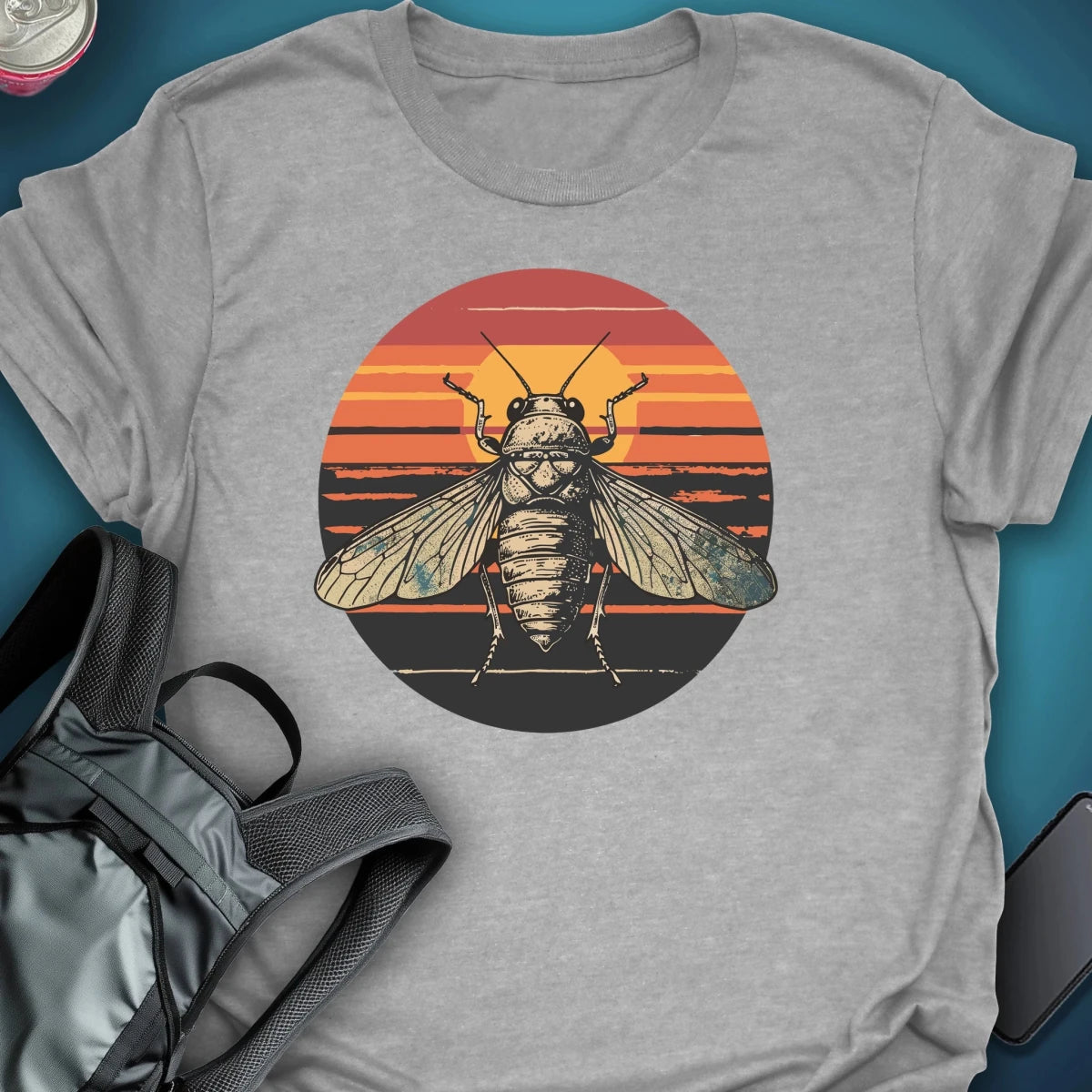 Sunset Cicada graphic T-shirt – Festival clothing by Triptees
