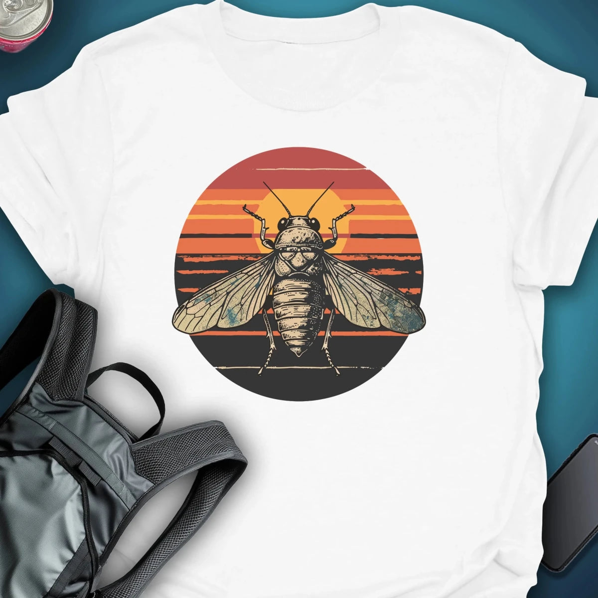Sunset Cicada graphic T-shirt – Festival clothing by Triptees