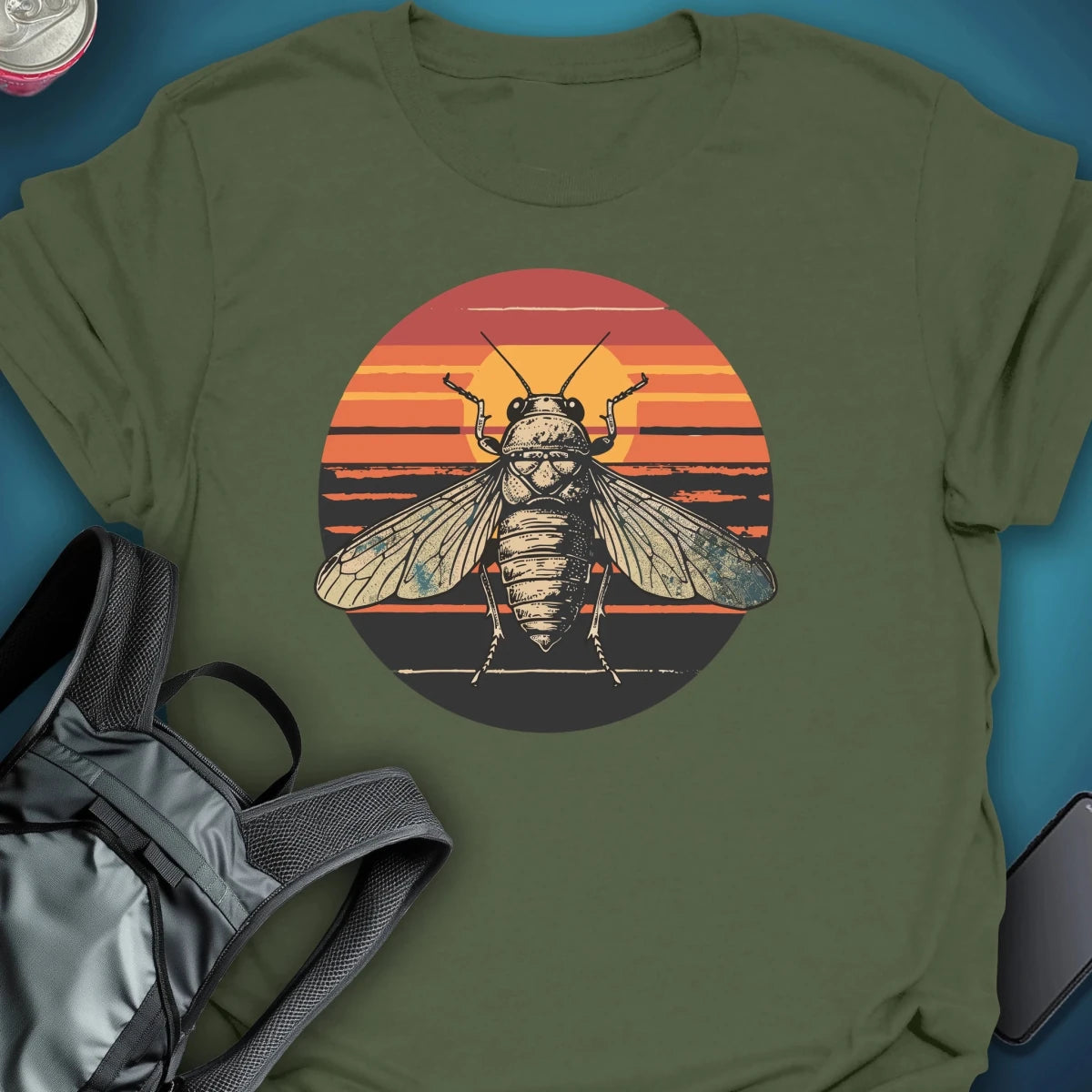 Sunset Cicada graphic T-shirt – Festival clothing by Triptees