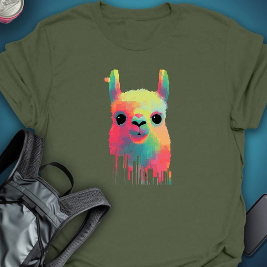 Triptees T-shirt Glitch Llama graphic T-shirt – Festival clothing by Triptees
