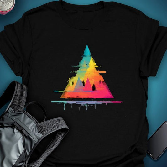 TripTees T-Shirt Glitch Peaks graphic T-shirt – Festival clothing by Triptees