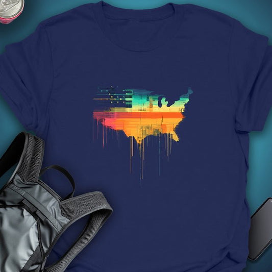 Triptees T-shirt Glitch USA Flag graphic T-shirt – Festival clothing by Triptees