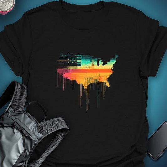 Triptees T-shirt Glitch USA Flag graphic T-shirt – Festival clothing by Triptees