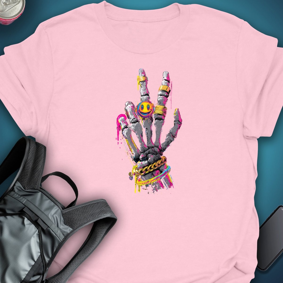 Triptees T-shirt Skelly Peace graphic T-shirt – Festival clothing by Triptees