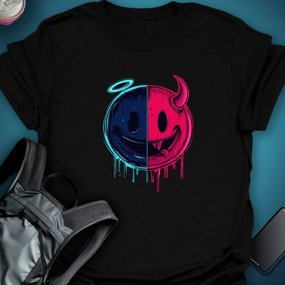 Triptees Tshirt Resting Emoji B/F graphic T-shirt – Festival clothing by Triptees