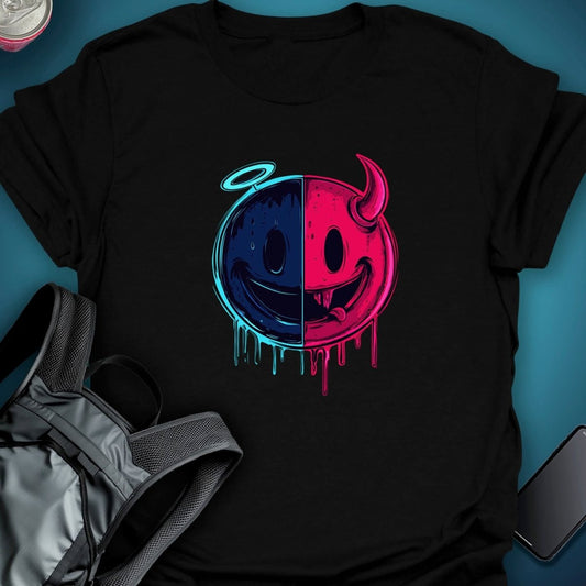 Triptees Tshirt Resting Emoji B/F graphic T-shirt – Festival clothing by Triptees