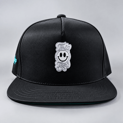 White Logo Black Eyes Snapback Hat graphic T-shirt – Festival clothing by Triptees