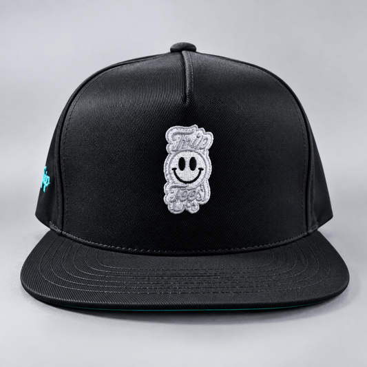 White Logo Black Eyes Snapback Hat graphic T-shirt – Festival clothing by Triptees