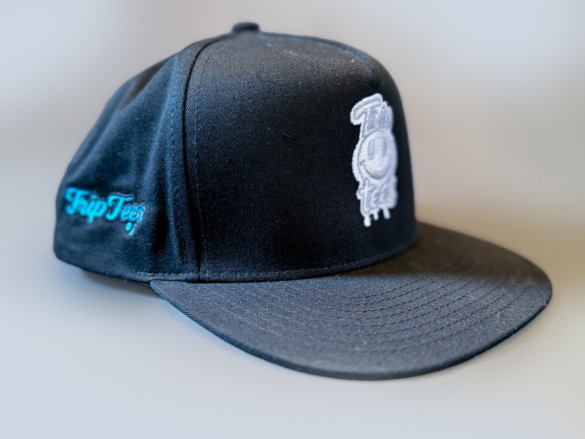 White Logo Snapback Hat graphic T-shirt – Festival clothing by Triptees