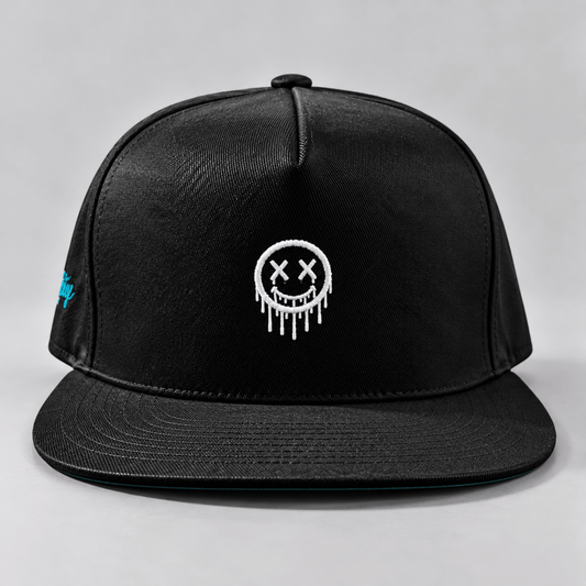 White Smiley Snapback Hat graphic T-shirt – Festival clothing by Triptees